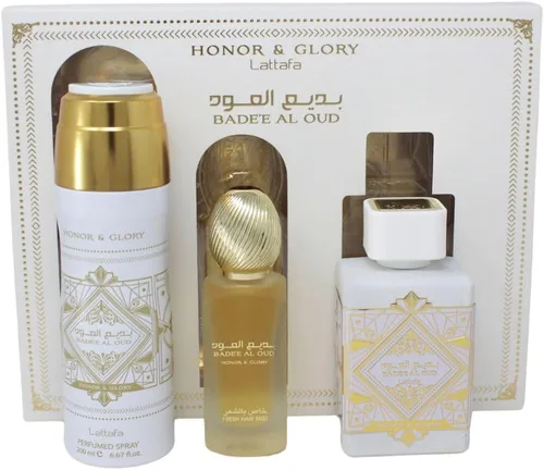 Vista 2 de Lattafa Badee Al Oud Honor & Glory 3.4 Edp M+1.7 Hair Mist+6.7 Body/Spray (128612)