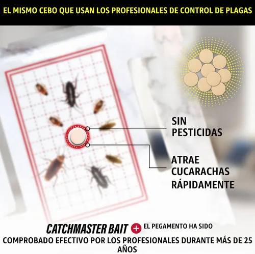 Vista 2 de Catchmaster - Trampa para cucarachas con poderoso cebo a base de alimentos – Trampas adhesivas (paquete de 10) Mata cucarachas para la casa