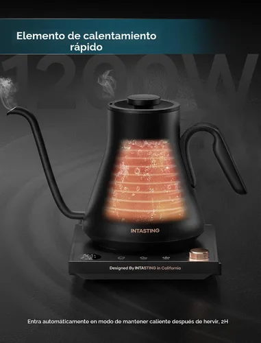 Vista 5 de INTASTING Hervidor Eléctrico de Cuello de Cisne, Control de Temperatura Preciso ±1℉, Interior de Acero Inoxidable, Calentamiento Rápido para Café
