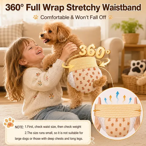 Vista 2 de Ambreview Pañales para Perras Hembras, Pañales Desechables para Perras Hembras con Cintura Elástica, Pañales Tipo Pull-Up para Cachorros