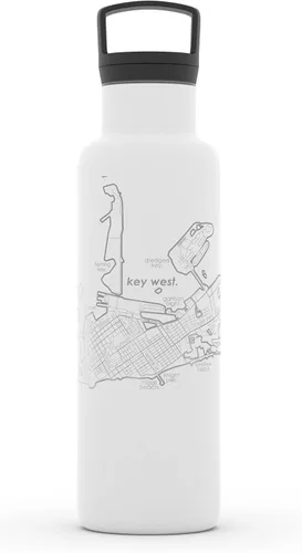 Vista 8 de Well Told Botella de agua aislada con mapa de Washington DC grabado, botella de acero inoxidable grabada (21 onzas, blanco) botella aislada de mapa