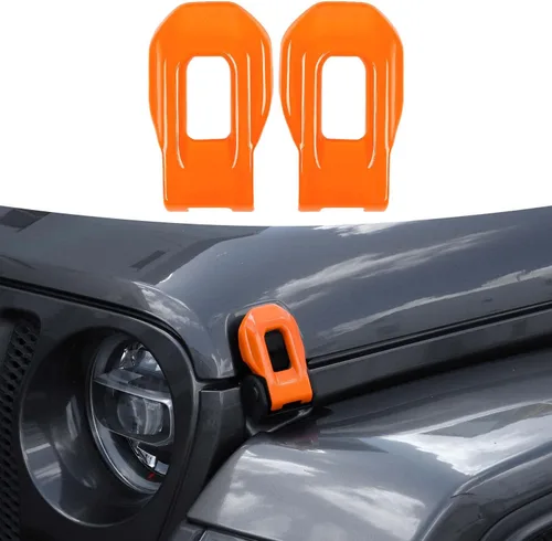 Vista 10 de RT-TCZ Cubierta de pestillo de capó, soportes exteriores de bloqueo de capó, accesorios de decoración de ABS para Jeep Wrangler JL JLU y Gladiator