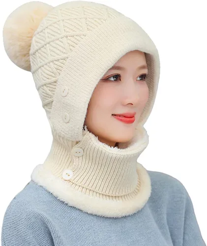 Vista 8 de Pasamontañas para mujer, visera de una sola pieza, gorro de cráneo, bufanda de cuello, bufanda de esquí, nieve, invierno, gorro de forro polar