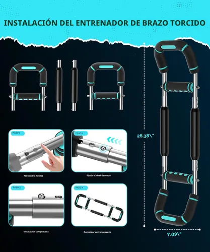 Vista 5 de Twister Arm Trainer Equipo de entrenamiento de pecho para hombres y mujeres, ajustable 5 resistencia (40-130 libras) Entrenador de fuerza