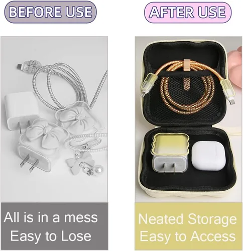 Vista 3 de Funda de almacenamiento para cargador, diseño de ondas, protector de cargador de viaje, organizador de cables para auriculares, caja