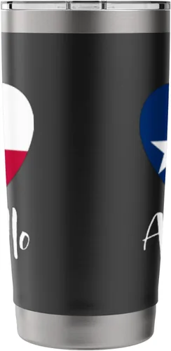 Vista 2 de I Love Amarillo Texas Panhandle TX State Flag Heart Stainless Steel Insulated Tumbler