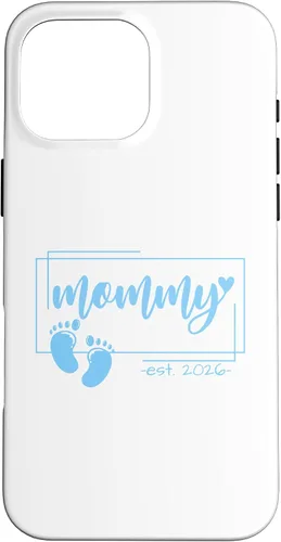 Vista 19 de Mommy Est 2026 Pregnancy Announcement Baby Boy Reveal Case for iPhone 17