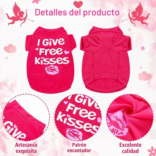 Vista 3 de Weewooday - 5 camisas para perros pequeños, camiseta para cachorros, chaleco de corazón, ropa para mascotas, talla M