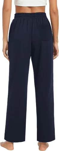 Vista 3 de DIBAOLONG Pantalones deportivos para mujer, holgados, cómodos, informales, de pierna ancha, con cordón, cintura alta, pantalones de pijama