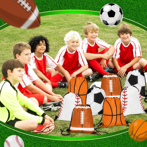 Vista 5 de Censen Juego de 24 bolsas con cordón a granel de 12 x 10 pulgadas, impermeables, paquete de playa para fútbol, béisbol, baloncesto, fútbol, fiesta