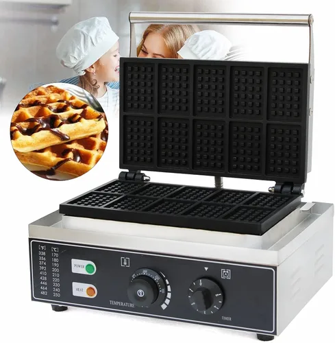 Vista 3 de Máquina de gofres comercial para hacer waffles, panadero, máquina eléctrica para panadero, máquina de gofres de 3.15 x 2.16 pulgadas, máquina