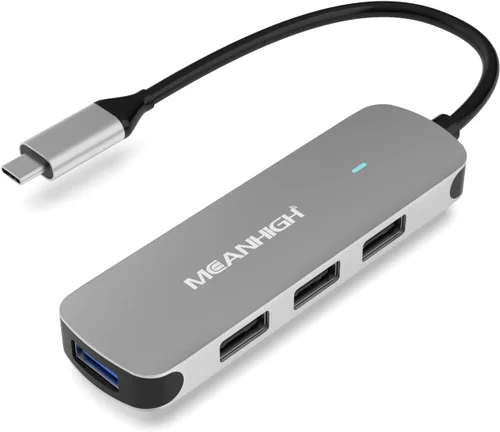Vista 8 de Hub USB 4 puertos, adaptador portátil con divisor USB A 3.0 múltiple 2.0 para laptop, mini extensor USB Plug and Play para PC, unidad flash, disco