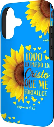 Vista 2 de Cristiano Español Regalo Mujeres Religioso Versículo de la Biblia Girasol Funda para iPhone 17