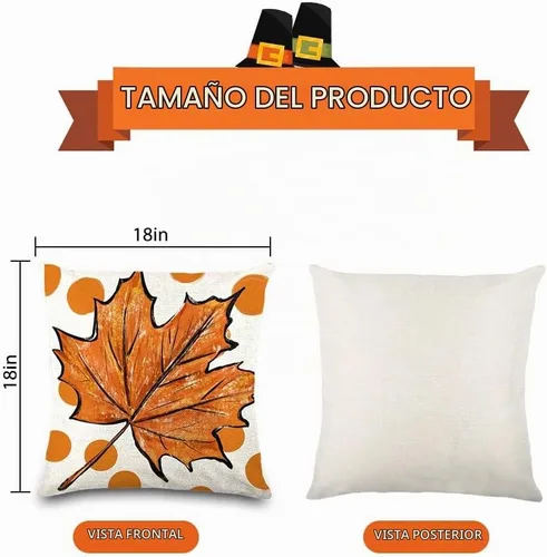 Vista 2 de DULEFUN 4 piezas de fundas de almohada de otoño de 18 x 18 pulgadas, hojas de calabaza y arce, decoración de otoño, fundas de almohada para sofá