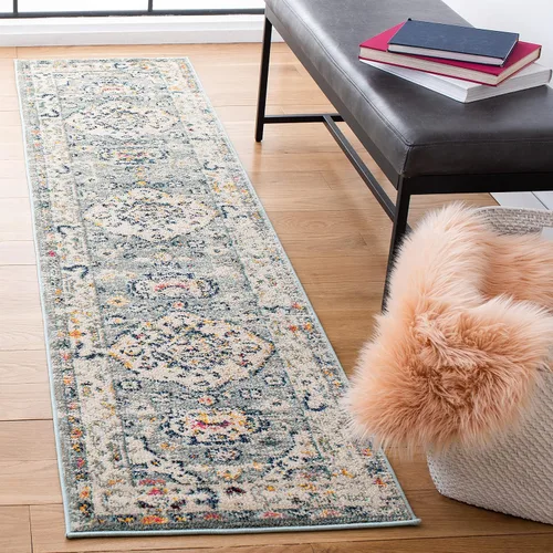 Vista 8 de SAFAVIEH Madison Collection - Alfombra de pasillo de 2 pies 2 pulgadas x 8 pies, color salvia y marfil, diseño bohemio oriental envejecido,