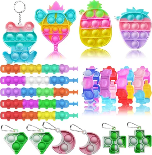 Vista 2 de 117 piezas de recuerdos de fiesta para niños de 4 a 8 años, juguetes de regalo de cumpleaños, juguetes Pop Fidget, juguetes de caja del tesoro
