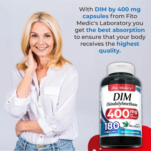 Vista 3 de FITO MEDIC'S Laboratorio suplemento dim 180 cápsulas 400 mg dim diindolilmetano suplemento dim 400mg Ultra alta absorción.
