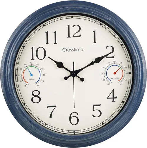 Vista 15 de Crosstime - Reloj de pared retro de 12 pulgadas para interiores y 12" azul