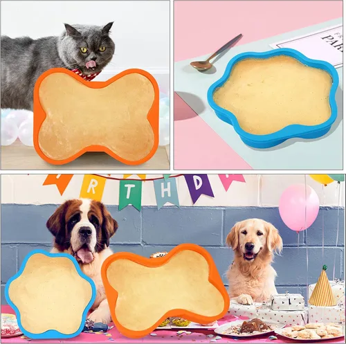 Vista 6 de 2 moldes de silicona para tartas de cumpleaños de perro, forma de hueso, 8 pulgadas