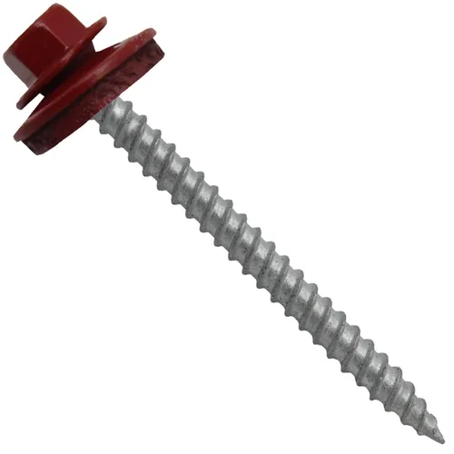 Vista 14 de 12 tornillos para techos de metal gris ABC de 2-1/2 pulgadas, cabezal de arandela hexagonal, arranque automático/roscado, arandela EPDM. 1 bolsa
