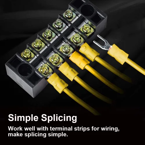 Vista 4 de 100 conectores de cable de horquilla aislados, kit de terminales de crimpado eléctrico tipo U para cable de 12-10 AWG (amarillo)