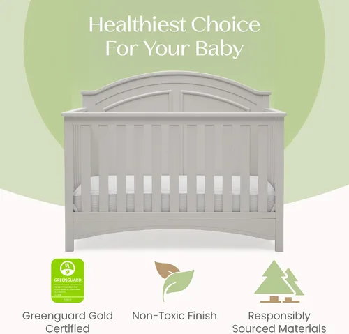 Vista 5 de Delta Children Perry, cuna convertible 6 en 1 - Certificada Greenguard Gold, color gris Moonstruck Gris (Moonstruck Grey)