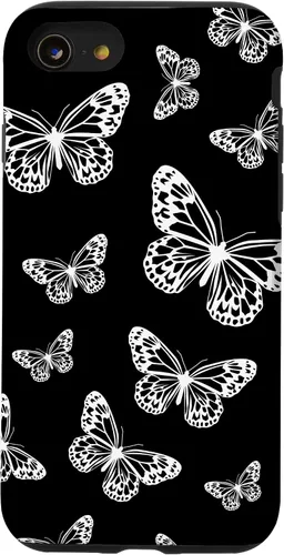 Vista 18 de Cute White Butterflies Black Background Case for iPhone 17