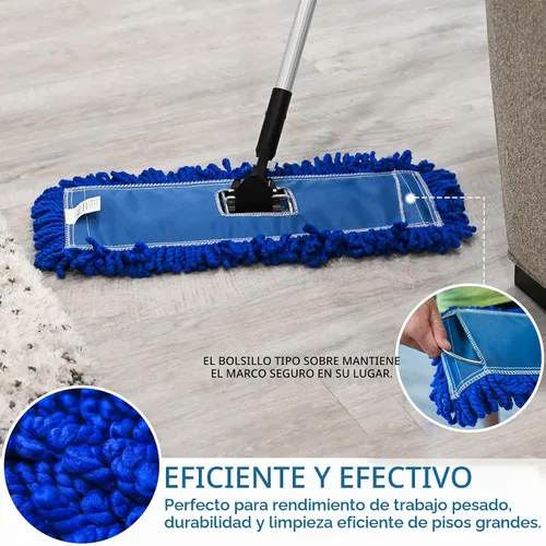 Vista 6 de KLEEN HANDLER Fregona de polvo de microfibra de 18 pulgadas, reemplazo de cabezal de fregona comercial grande lavable, barredora, suministros