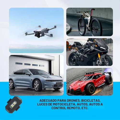 Vista 6 de 4 luces LED recargables de advertencia nocturna, luces estroboscópicas de 7 colores, luces anticolisión para dron, coche, motocicleta, barco