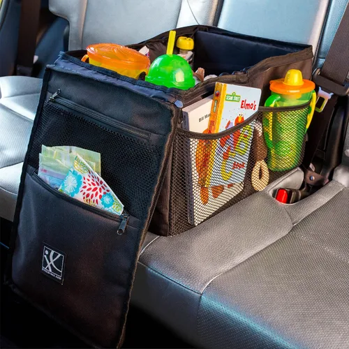 Vista 4 de J.L. Childress Backseat Butler Organizador de asiento de automóvil para niños, accesorios esenciales para viajes y viajes por carretera