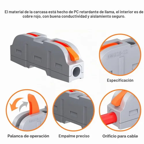 Vista 3 de RVBOATPAT Kit de 60 conectores de alambre, 1 a 1 en línea, conectores de cable de palanca eléctrica en línea, tuercas a presión, combinación