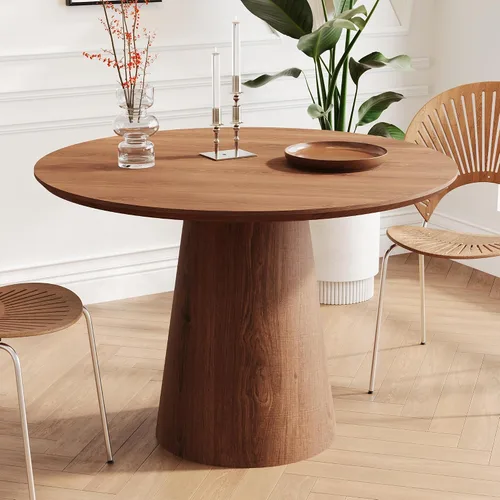 Vista 17 de WILLIAMSPACE Mesa de comedor redonda de madera de 33 pulgadas con mesa de piedra sinterizada A-33" Mesa Redonda Con Mesa Sinterizada