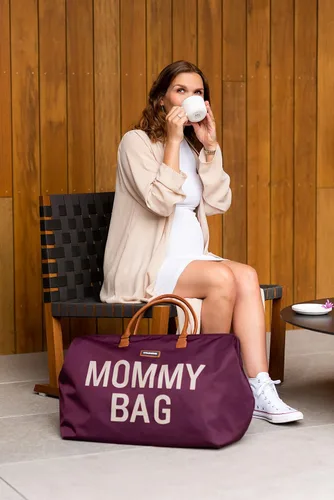 Vista 3 de Childhome Bolsa de pañales original para mamá, bolsa grande para viajes y hospital, imprescindible para el embarazo (berenjena)