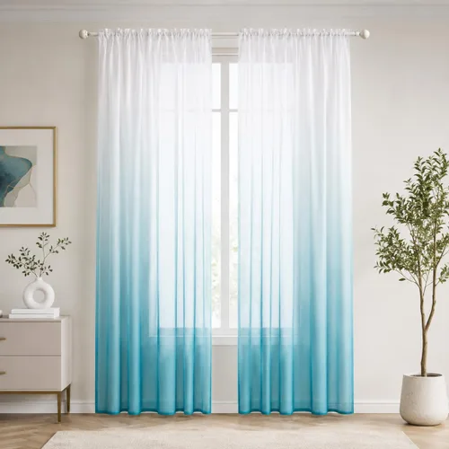 Vista 60 de Deconovo - Cortinas transparentes con filtro de luz de 84 pulgadas de largo Plata