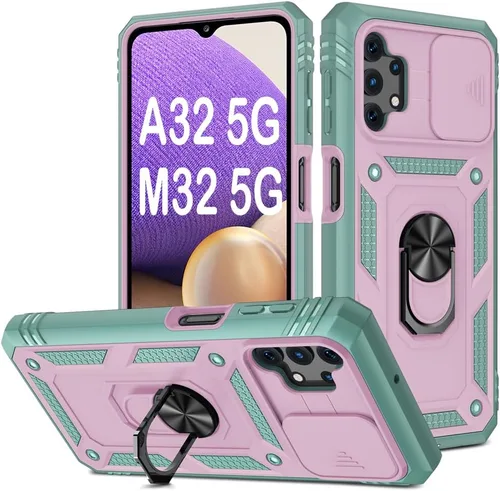 Vista 50 de PASNEW Funda militar para iPhone 13 Pro Max, cubierta de cámara deslizante y soporte de anillo de metal de 360°, carcasa rígida multicapa resistente