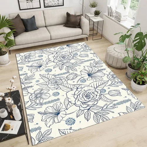 Vista 21 de Alfombra de área de flores simples moradas, alfombra abstracta degradada para interiores, decoración de sala de estar, cálida, suave, duradera
