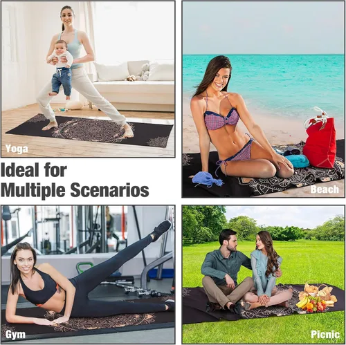 Vista 4 de MoKo Toalla de Yoga, Toalla de Yoga Caliente Antideslizante con Patrón de Estampado en Manta Rápido de Secado con Bolsillo en la Esquina