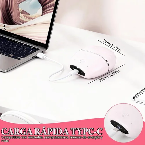 Vista 7 de Mini alisadora, cepillo portátil inalámbrico recargable para alisar el cabello, control de temperatura de 3 velocidades, carcasa antiquemaduras