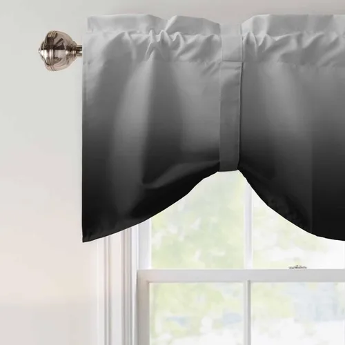 Vista 5 de Cenefa de cenefa gris degradado negro y gris para ventanas, cenefa ajustable de 60 x 18 pulgadas, cenefas para cocina, sala de estar, bolsillo