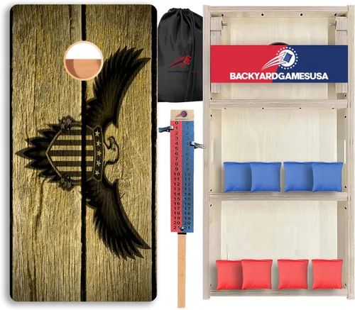 Vista 102 de CornholeGamesUSA Pro - Juego de tablas de Cornhole Fabricado en Estados Unidos Abedul báltico 3/4 Sin rebote Patas triples gruesas Dos 1