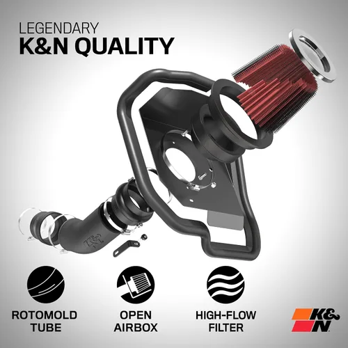 Vista 2 de K&N Sistema de admisión de aire frío: filtro de aire de alto flujo, aumento del rendimiento y aceleración: compatible con Ford 2014-2020: Fusion