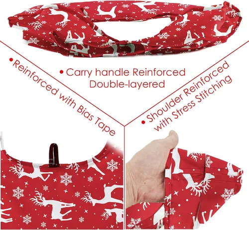 Vista 4 de BeeGreen Bolsas de comestibles reutilizables de Navidad con bolsa de almacenamiento con cremallera, paquete de 10 bolsas de compras reutilizables a