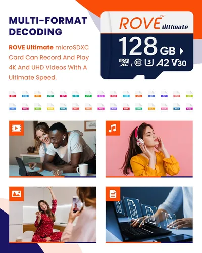 Vista 6 de ROVE Ultimate Micro SD Card microSDXC 128GB tarjeta de memoria con USB 3.2 tipo C lector de tarjetas 512GB 170MB/s C10, U3, V30, 4K, A2 para Dash