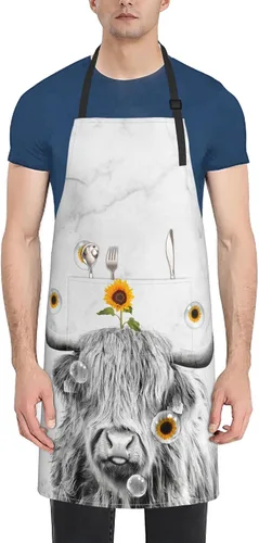 Vista 8 de Delantal de cocina de chef impermeable con bolsillos para adultos, delantales de cocina para barbacoa, regalos personalizados para hornear