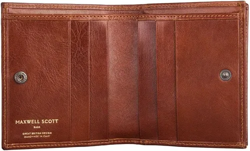 Vista 2 de Maxwell Scott Mens Luxury Leather Bifold Wallet with Coin Pocket The Rocca Classic Small Pocketbook Cards Holder Tan Brown