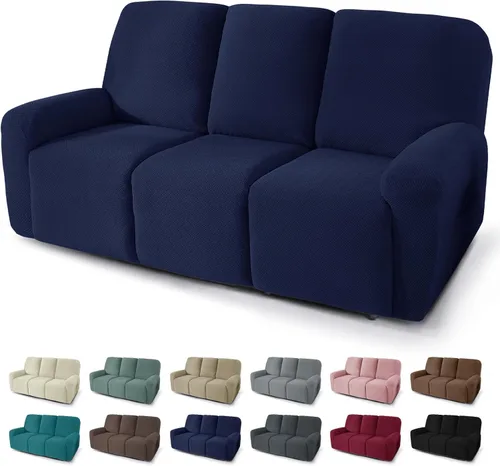 Vista 17 de JIVINER Fundas reclinables de gran tamaño de 3 piezas para sillón reclinable grande con bolsillos, tela jacquard elástica Lazy Boy funda para sofá