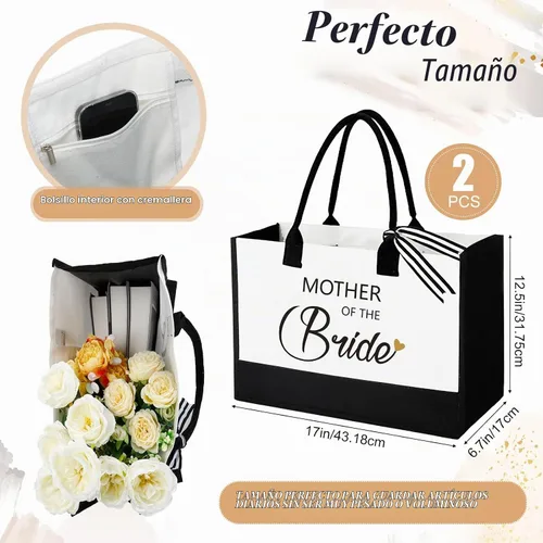 Vista 2 de Aoriher 2 bolsas de lona de regalo para madre de novia y novio, boda