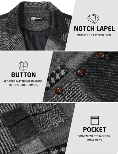 Vista 6 de JEMITOP Chaleco de traje casual de patchwork vintage para hombre con Gris