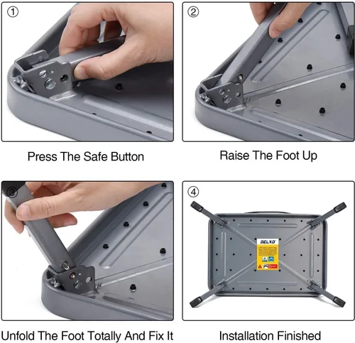 Vista 3 de Delxo Taburete Escalón Plegable - Metal de Un Escalón para Adultos, Resistente, Capacidad Máxima de 330 libras, Antideslizante para RV, Cocina