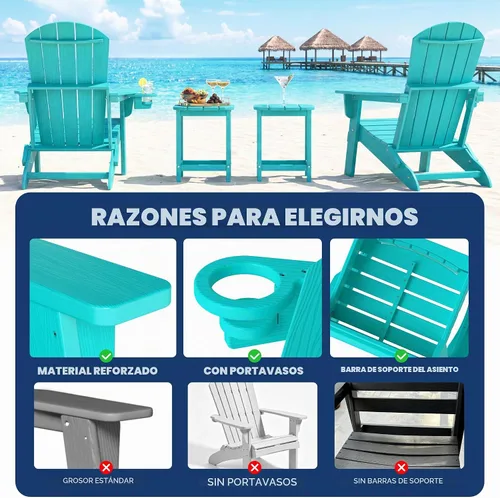 Vista 9 de HDPE Silla Adirondack plegable, Aruba